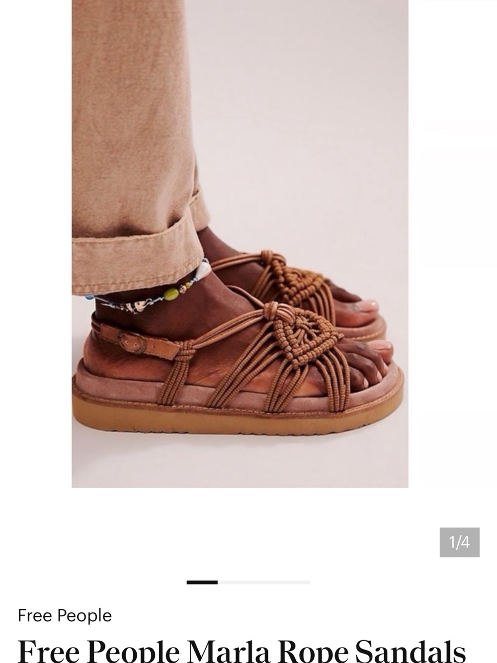Free People Marla Rope Sandals - Tan/Brown size 6.5